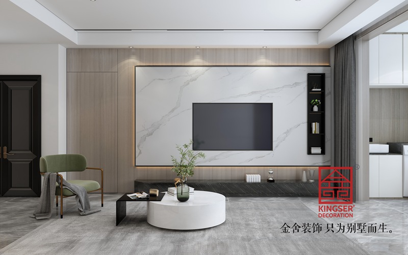 融創(chuàng)中心現代輕奢風格客廳裝修設計